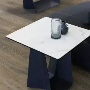 Symphony Marmo Ceramic Side Table with Black Frame