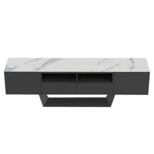 Symphony Marmo Ceramic TV Cabinet with Marble Effect and Black Frame