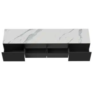 Modern Ceramic TV Unit with Marble Effect Black Frame