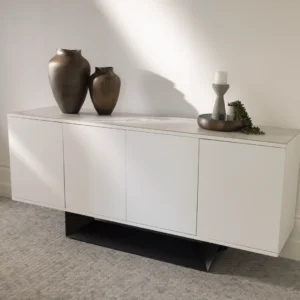 Symphony Ceramic White MDF Buffet - Heat Resistant Storage