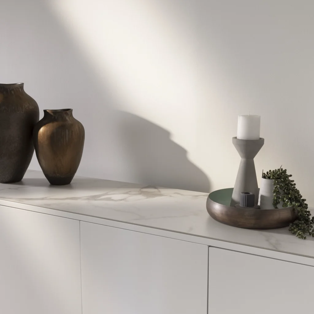 Symphony Ceramic Buffet White MDF Black Frame Modern