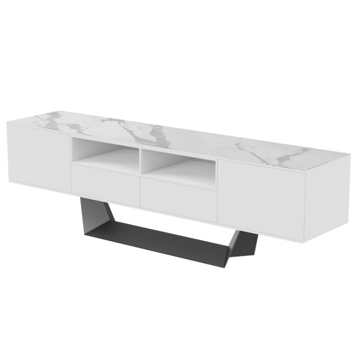 Symphony Marmo Ceramic TV Unit White MDF Marble Effect