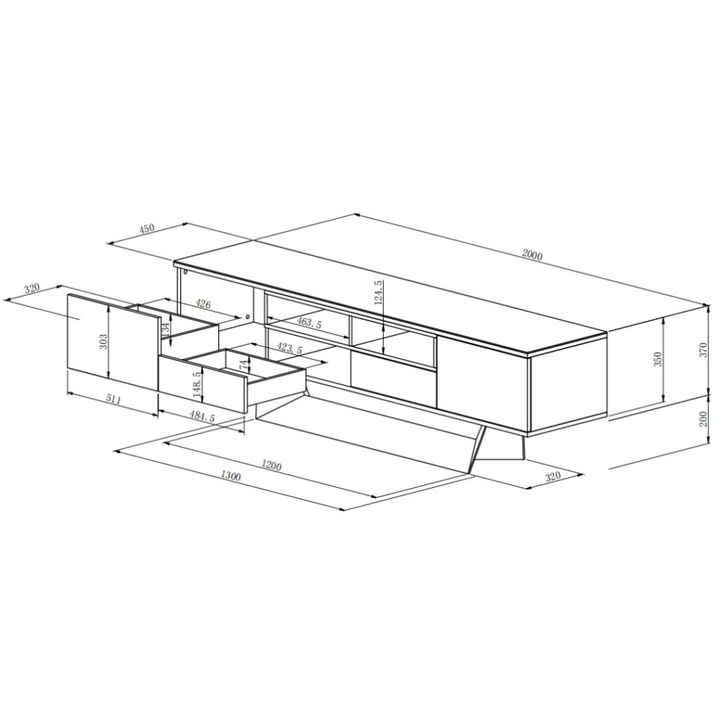 Symphony Marmo Ceramic TV Unit White MDF Marble Effect