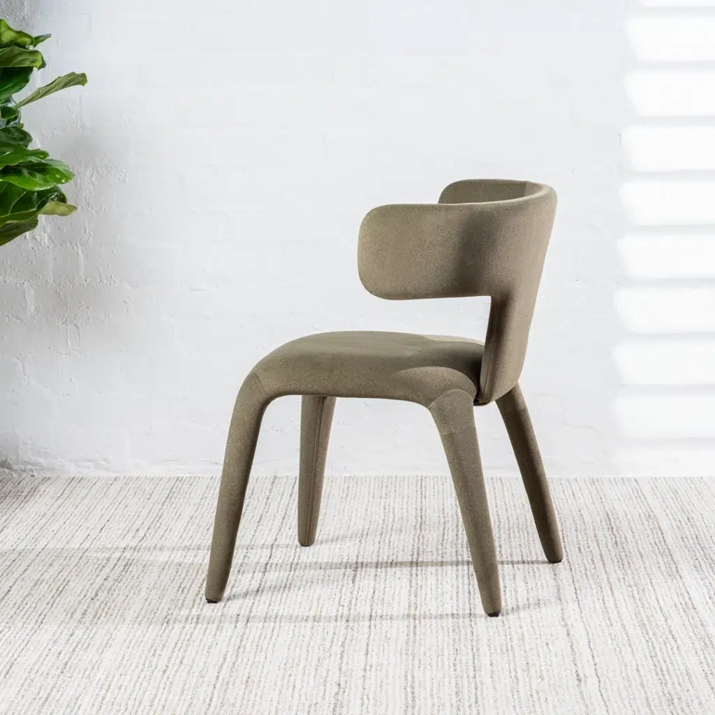 Taurus Dining Chairs Set of 2 Leaf Mohair Upholstery