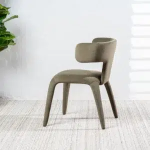 Taurus Dining Chairs Set of 2 Leaf Mohair Upholstery