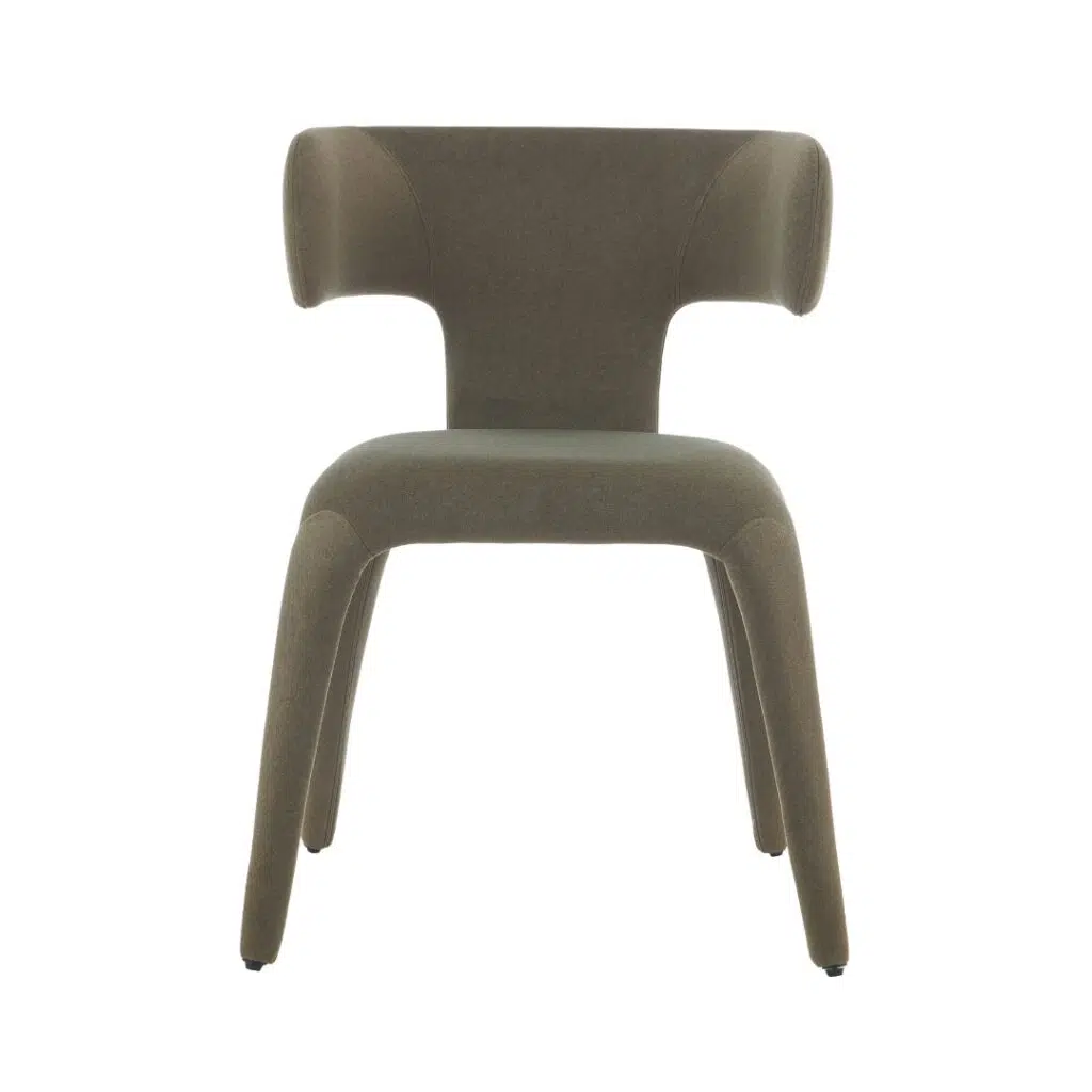 Taurus Dining Chairs Set of 2 Leaf Color Modern Mohair Upholstery