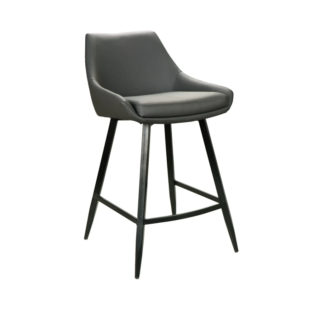 Toledo Bar Stool Grey Eco-Leather Sleek Modern