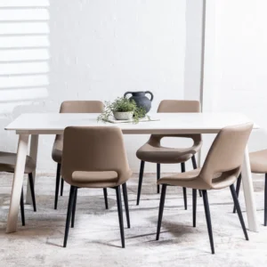 Vienna Dining Chair Taupe Eco-Leather Set 2 Modern