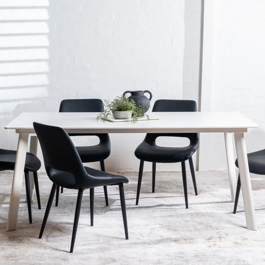 Vienna Dining Chair Black Set 2 Eco Leather