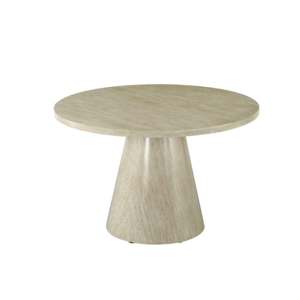 Tessa Round Dining Table French Fawn Travertine Effect