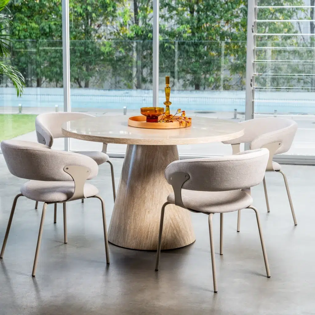 Tessa Round Dining Table French Fawn Travertine