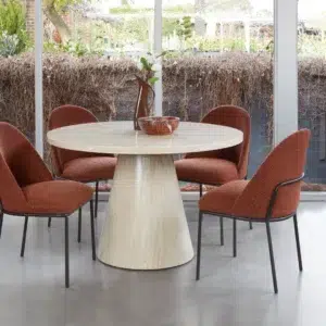 Lisbon dining chairs set of 2 terracotta boucle fabric black metal frame modern dining room seating