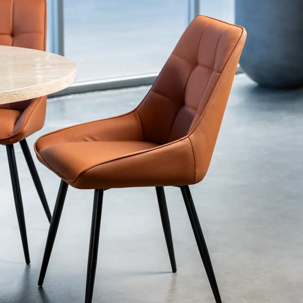 Ruben Dining Chairs Tan Set 2 Faux Leather