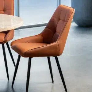 Ruben Dining Chairs Tan Set 2 Faux Leather