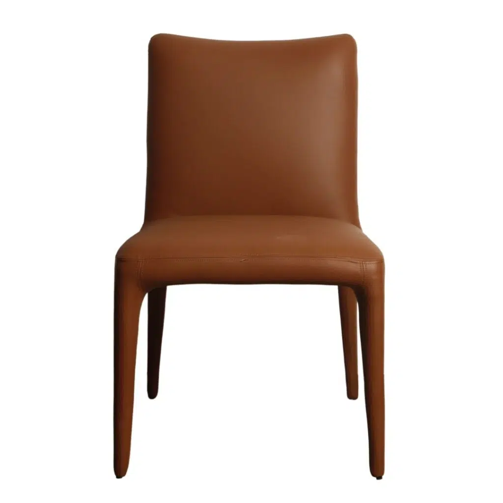 Toulon Dining Chairs Tan Set 2 Luxury PU Leather Comfortable Modern