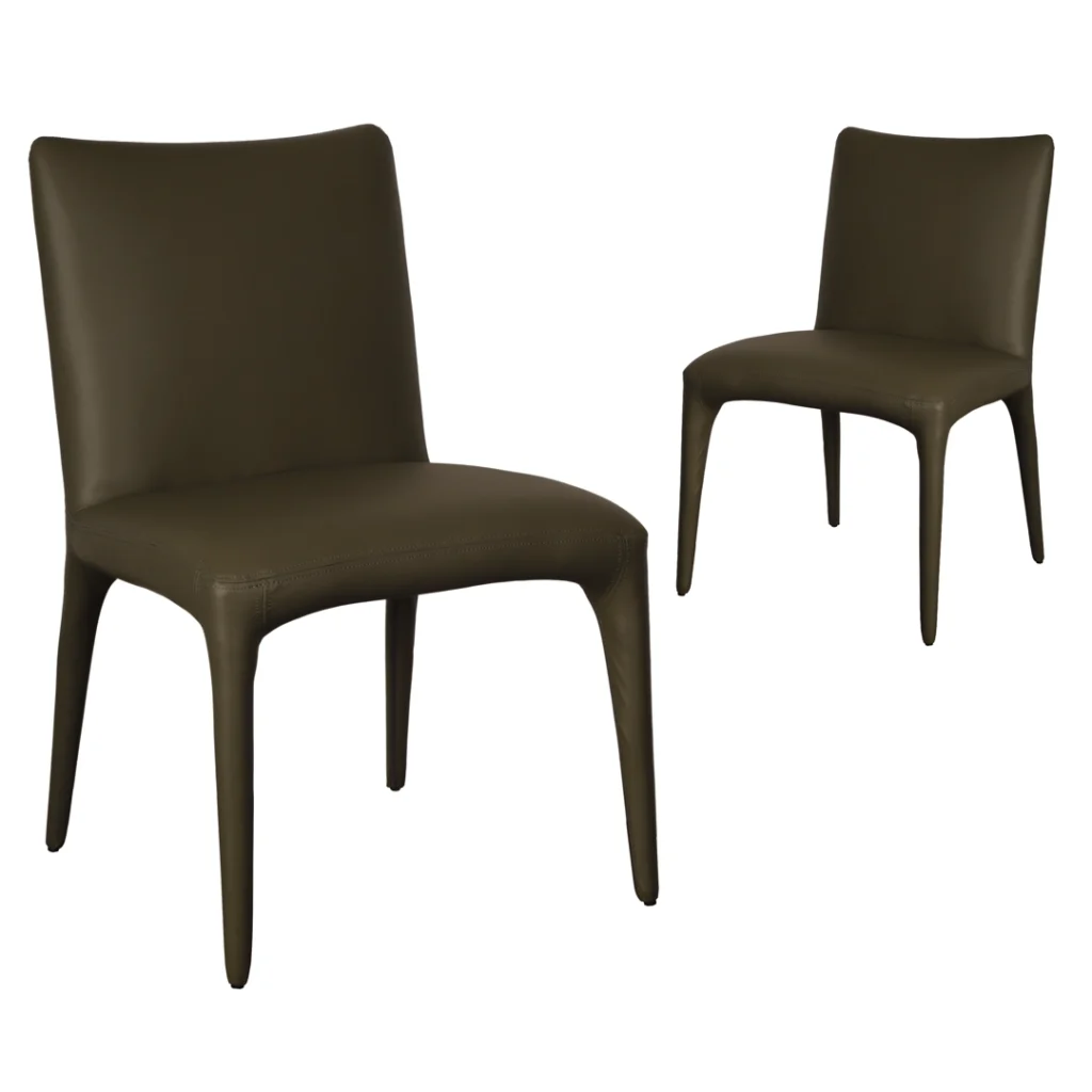 Toulon Dining Chairs Olive Set 2 PU Leather