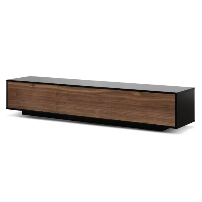 Aaron 2.3m Wooden Entertainment Unit – Black with Walnut Drawers