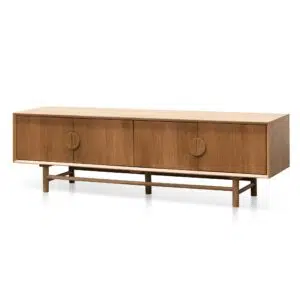 Birch 1.8m wooden TV entertainment unit with natural oak finish and mid-century design