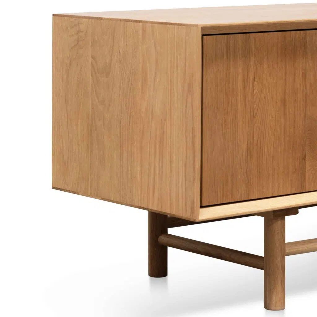 Birch 1.8m wooden TV unit with natural oak finish and mid-century design for living rooms