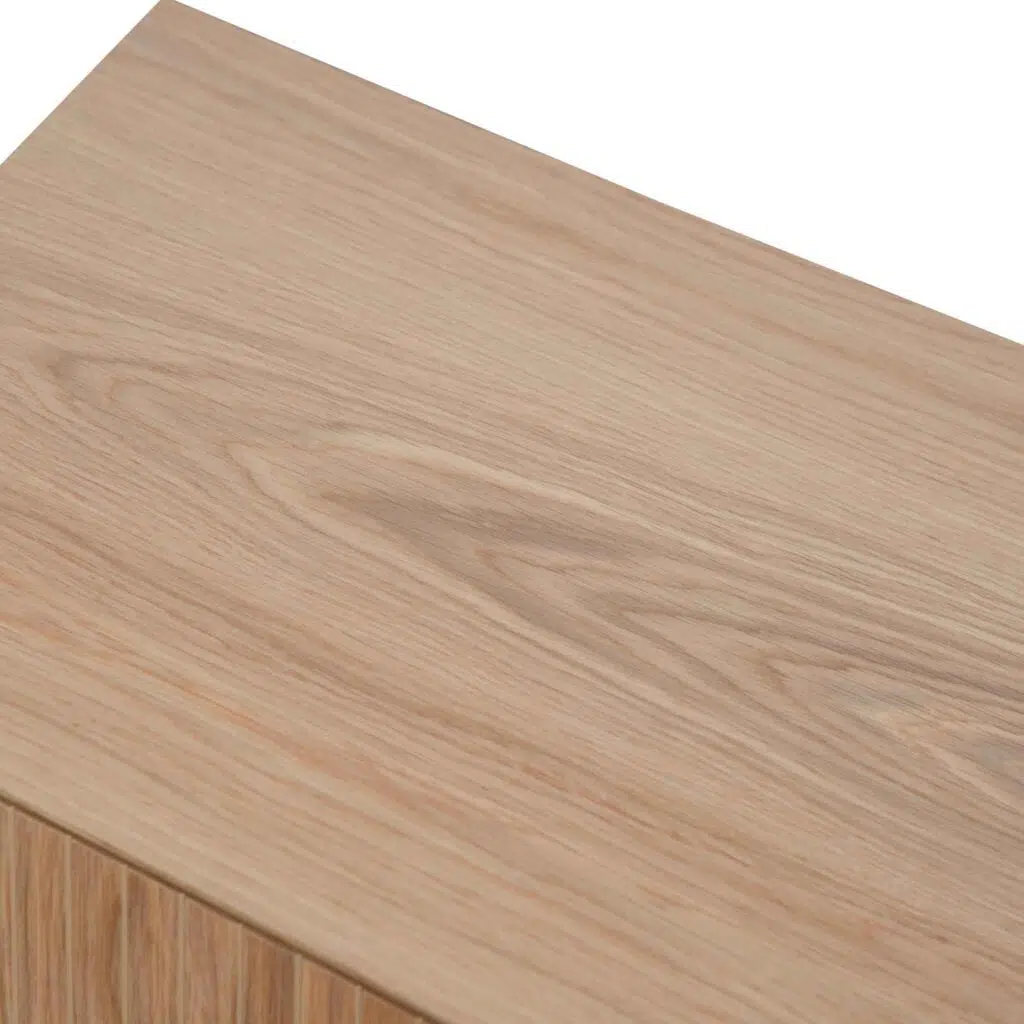 Oscar 2.3m wooden TV unit with natural oak finish and geometric handles for modern living rooms