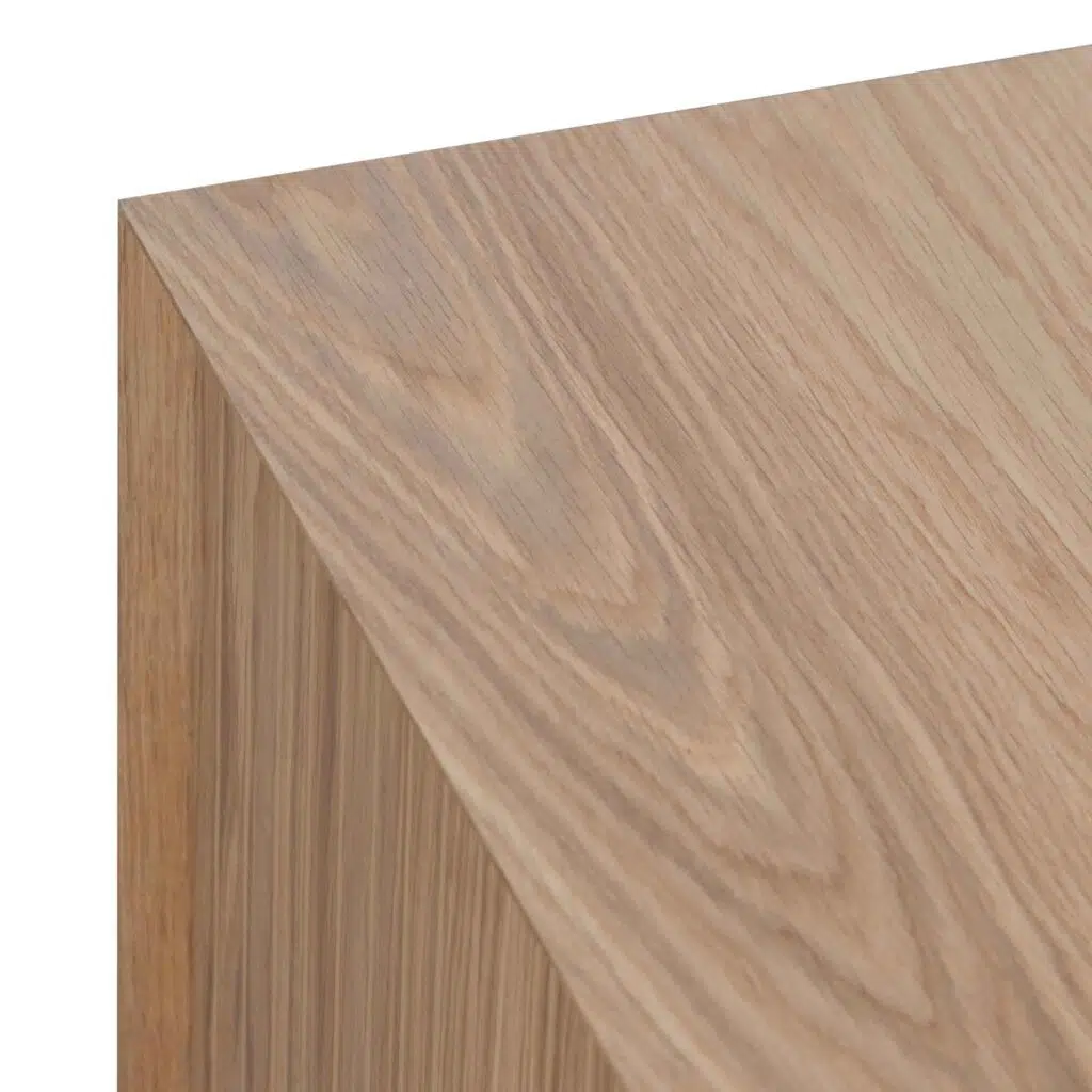 Oscar 2.3m wooden TV unit with natural oak finish and geometric handles for modern living rooms