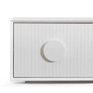 Kai 2.3m white wooden TV entertainment unit with modern design and storage shelves