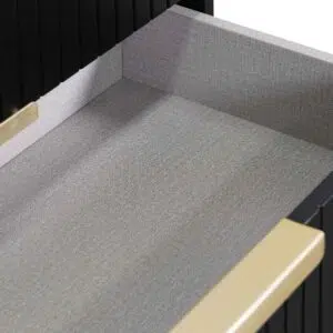 Matte black TV entertainment unit with brass legs and handles modern living room furniture