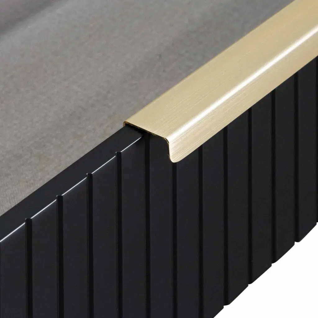 Matte black TV entertainment unit with brass legs and handles modern living room furniture