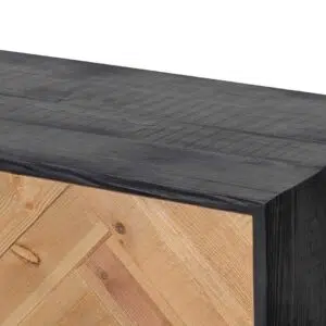 Celeste 2.1m wooden TV unit with natural pine doors and rustic black MDF body for modern living rooms