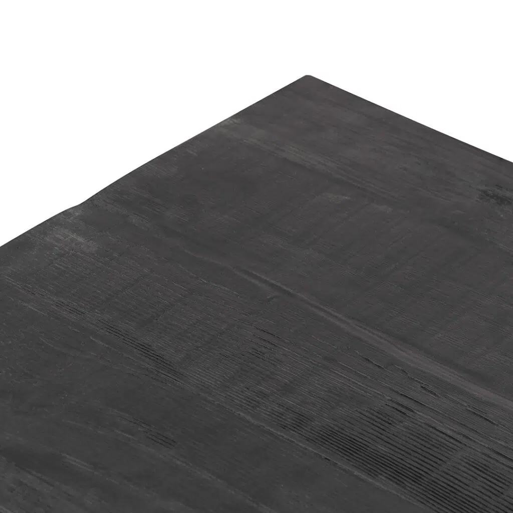 Rustic black wooden TV unit with natural pine doors and chevron detailing for modern living spaces