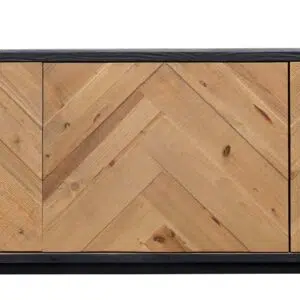 Celeste 2.1m wooden TV unit with natural pine doors and rustic black MDF body for modern living rooms