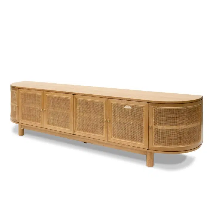 Colin 2.2m Rattan Doors TV Entertainment unit – Natural