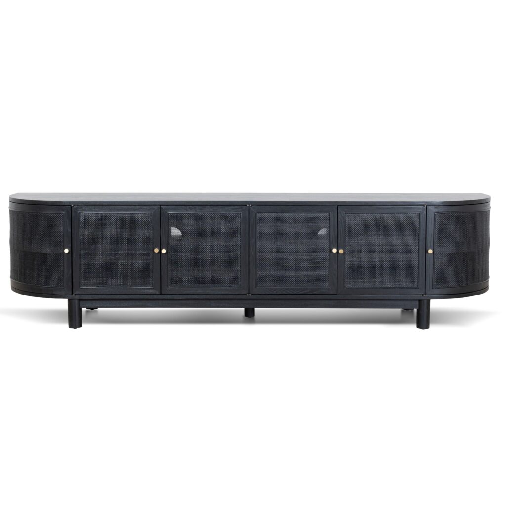 Tobias 2.2m rattan door TV unit full black modern living room furniture