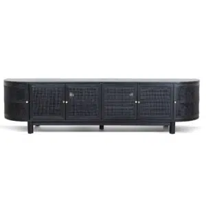 Tobias 2.2m rattan door TV unit full black modern living room furniture