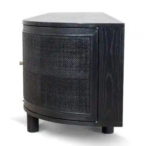 Tobias 2.2m rattan doors TV unit full black boho-chic entertainment center
