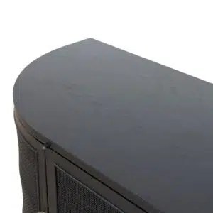 Tobias 2.2m rattan door TV unit full black boho-chic entertainment center with storage