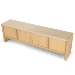 Nora 2.1m Travertine Top TV Stand Creme Ash