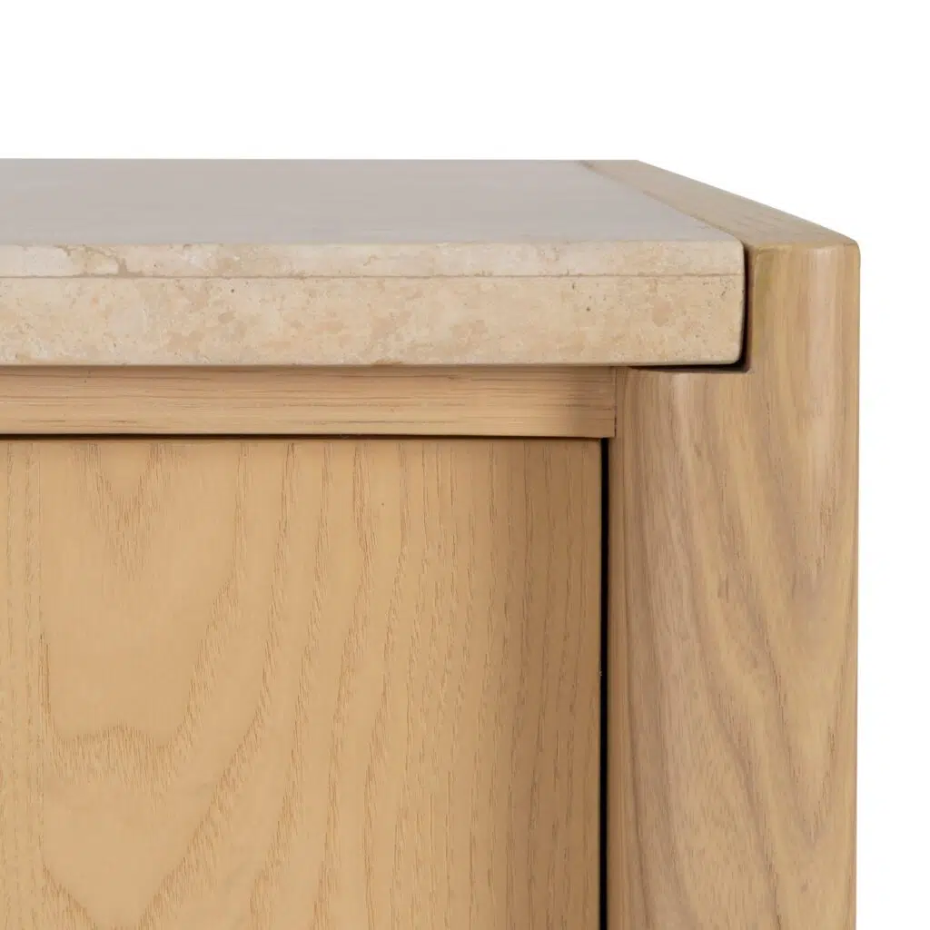 Nora 2.1m Travertine Top TV Unit with Spacious Storage, Adjustable Shelves, Creme Ash finish