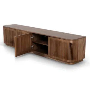 Ava 2m TV entertainment unit in walnut finish with sleek design and cable management system