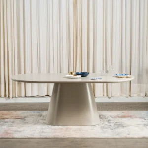 Valencia Dining Table Putty Matte Polyurethane Finish