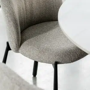 Miya Dining Chair Sand Set of 2 with black metal frame and textured fabric upholstery