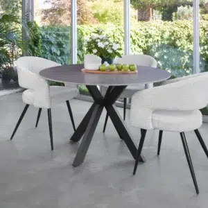 Venice Round Table Bulgarian Grey Ceramic Black Legs