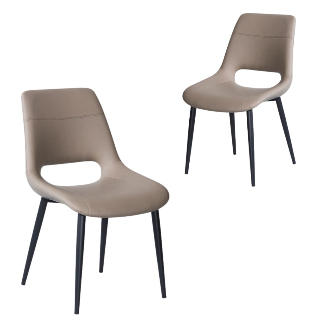 Vienna Dining Chair Taupe Set 2 Eco-Friendly Metal Frame