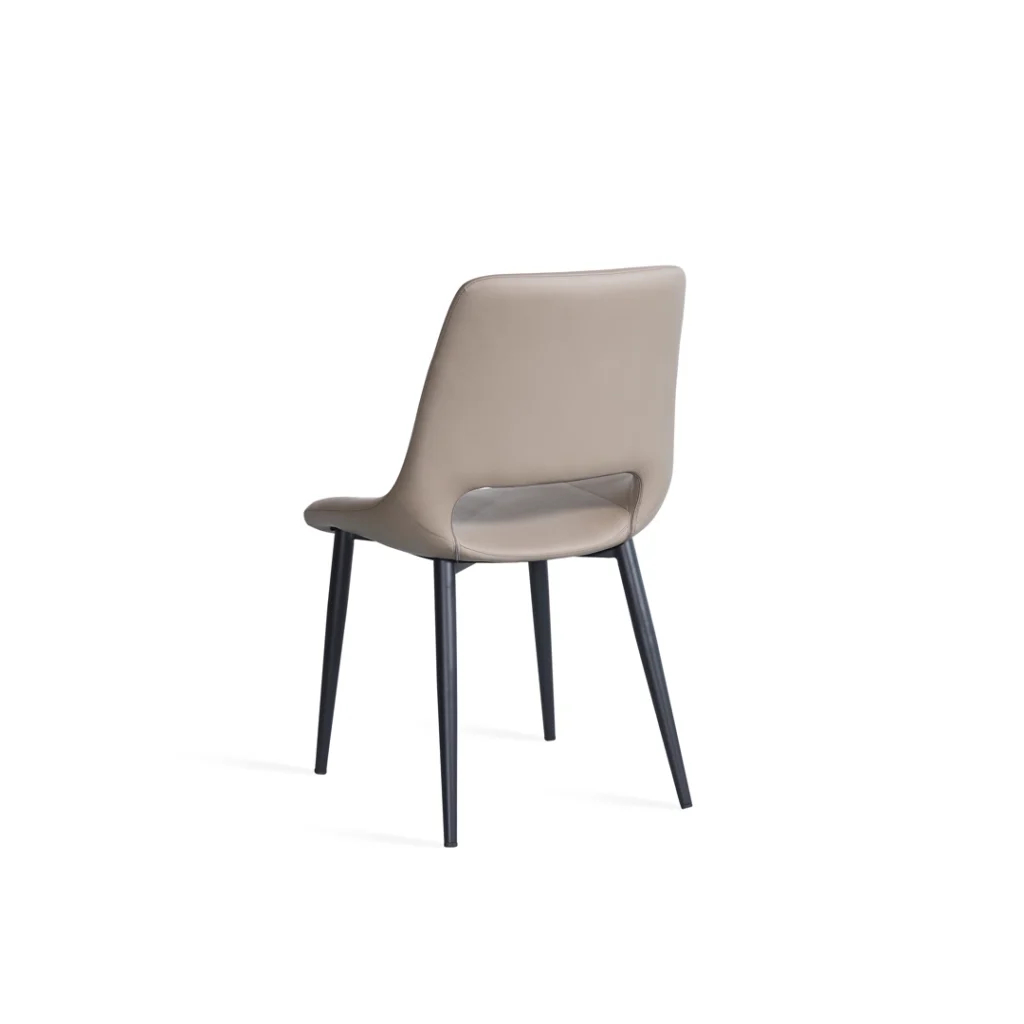 Vienna Dining Chair Taupe Set 2 Two-Tone Eco-Leather Sleek Metal Frame