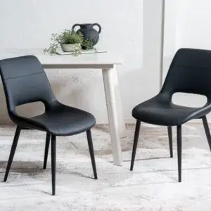 Vienna Dining Chair Black Set 2 Eco Leather Metal Frame
