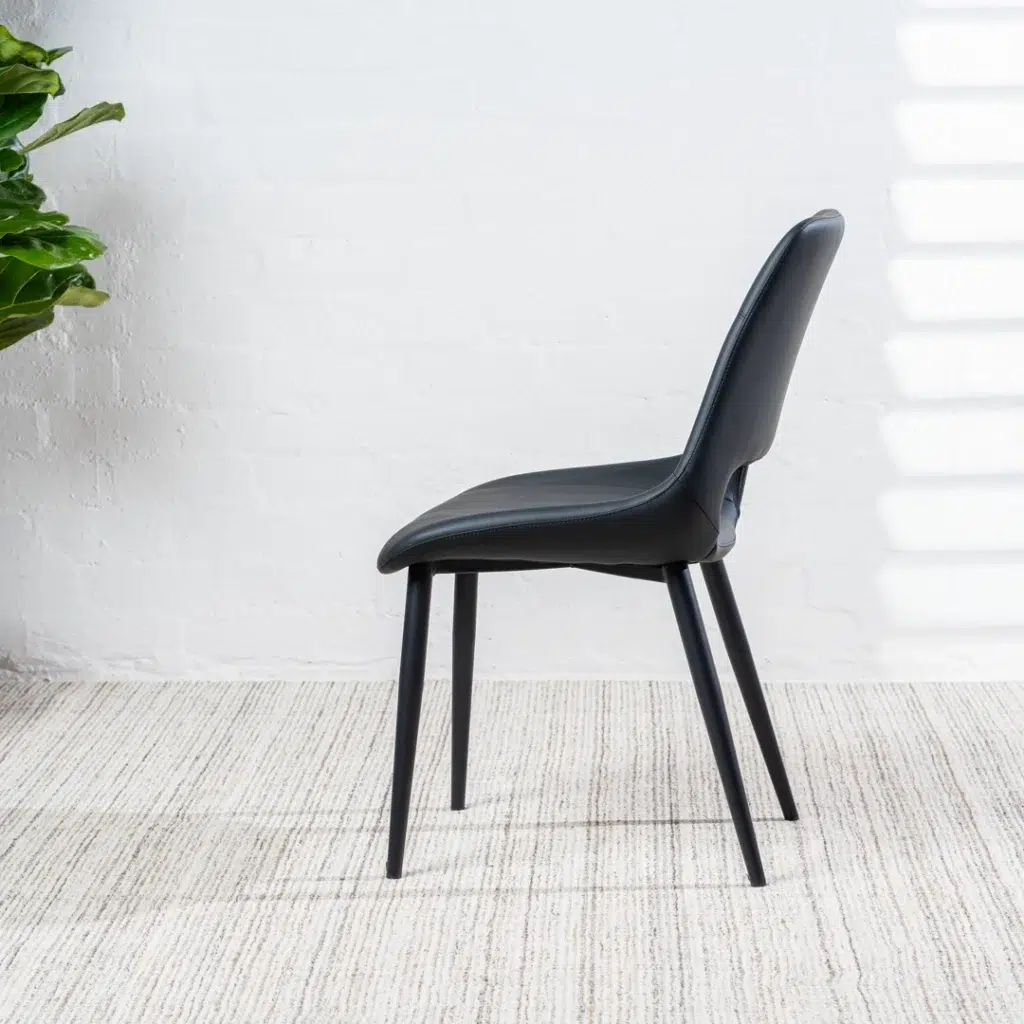 Vienna Dining Chair Black Set of 2 Eco Leather