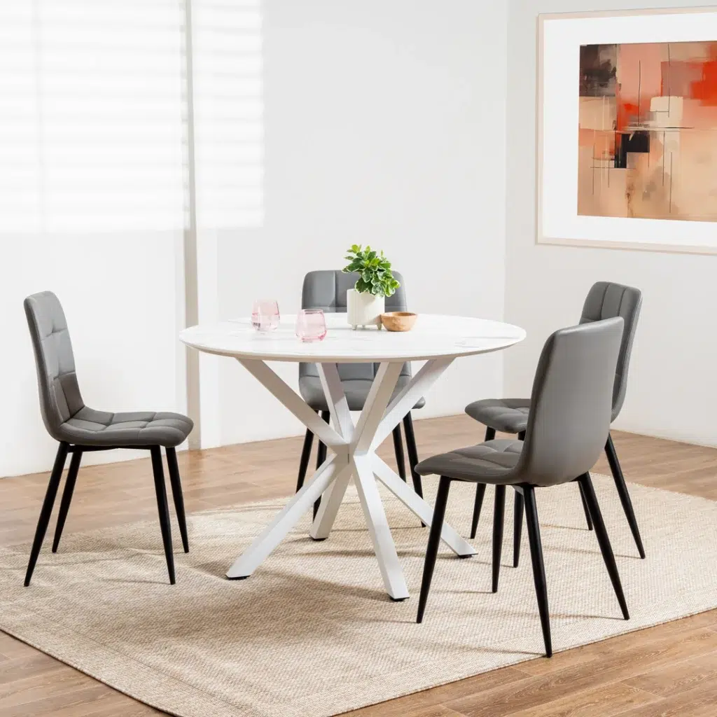 Charcoal Jack dining chairs set of 2 with bucket seats and black metal frame