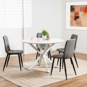 Charcoal Jack dining chairs set of 2 with bucket seats and black metal frame