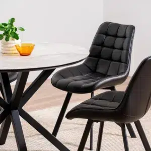 Black forest dining chairs set of 2 with eco faux leather and metal frame for modern dining room