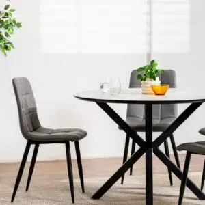 Villa 2.0m Grey Cloud Dining Table Marble Effect